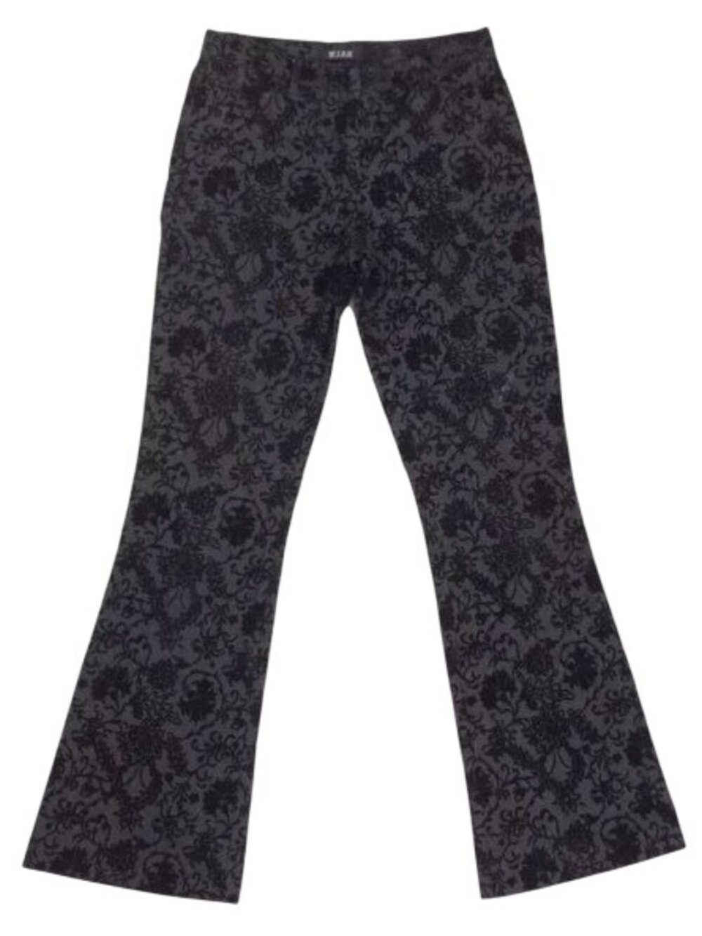 Y2K Black Floral Velvet Mid Rise Flare Jeans | Mob Wife Dark Academia Whimsigoth - Picture 2 of 10
